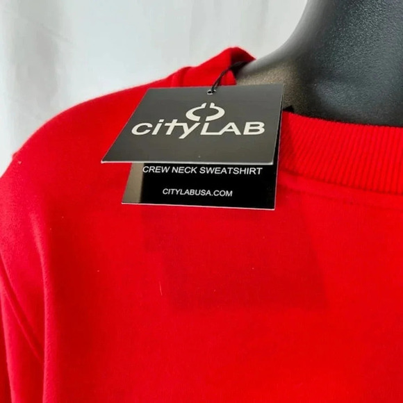 NEW City Lab Crewneck Sweatshirt Heavy Fleece Long Sleeve Pullover Red Mens S - Picture 4 of 6